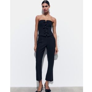 Zara Elegant Black Strapless Jumpsuit